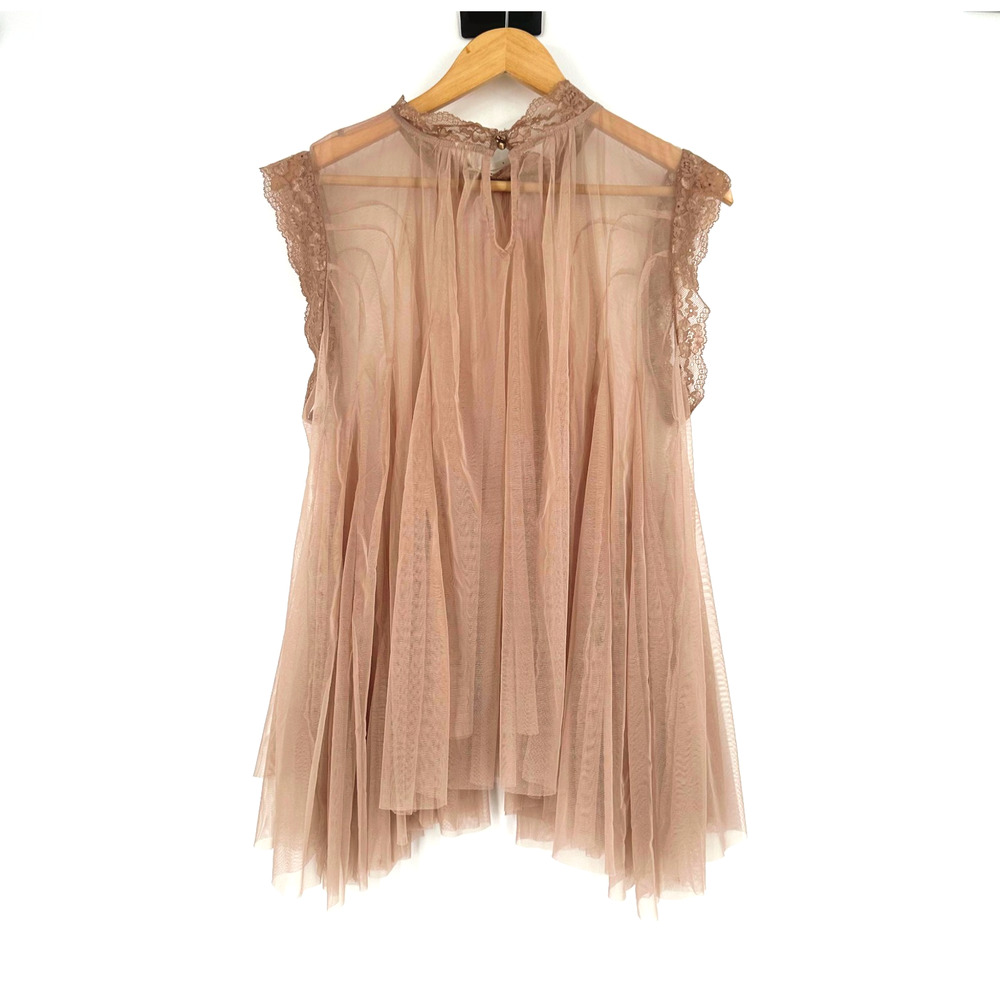 Anthropologie Godet Tulle Swing Top Large Sheer Lace Romantic Coquette Whimsical - Picture 7 of 9